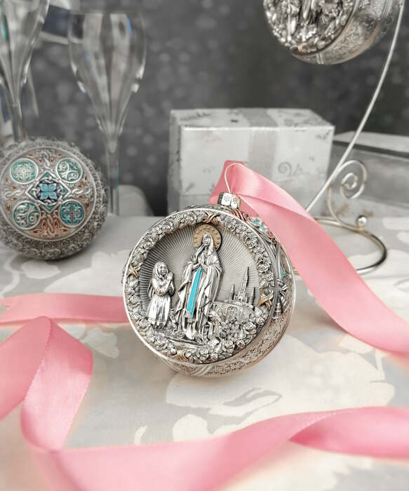 Set of 6 silver Christmas balls "Orthodox"